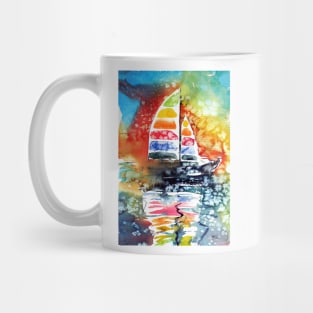 Sailboat at sunset Mug